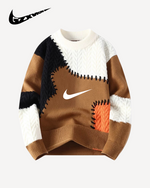 NIKE - Patchwork Cable-Knit Crewneck Sweater